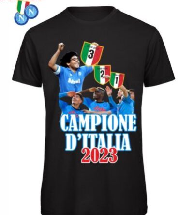 Tshirt Scudetto NAPOLI 2023  Maradona Campionato serie A +3 stickers in OMAGGIO