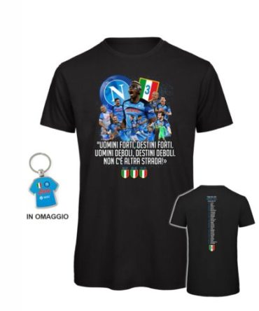 T-shirt SCUDETTO NAPOLI 2023 Spalletti uomini forti destini forti + portachiave